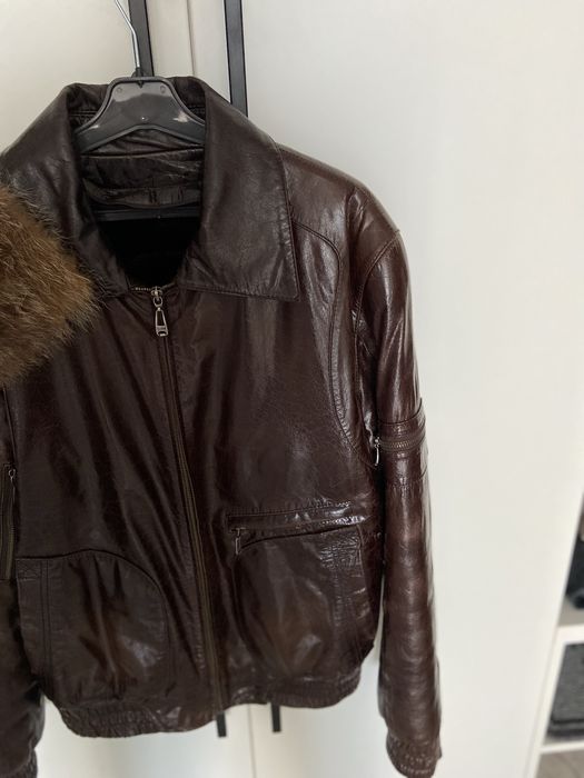 Мужская Кожаная куртка на меховой подстежке