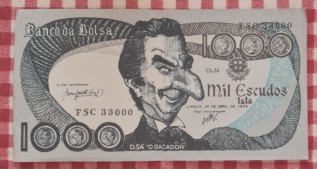 Nota de 1000 Escudos da Caricatura do Sá Carneiro