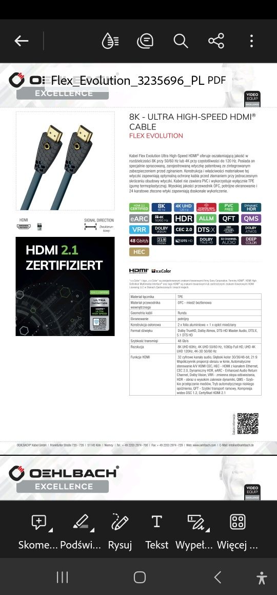 Kabel HDMI Oehlbach 2m
