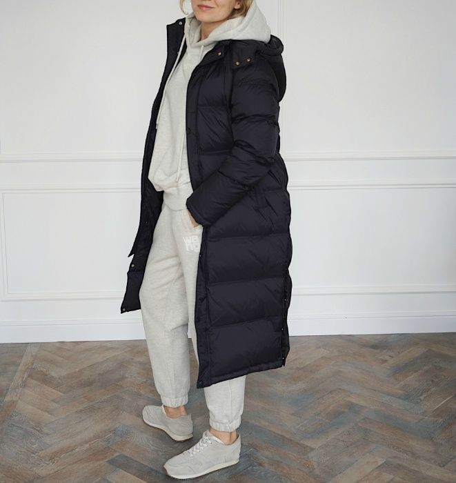 Классический длинный стеганый пуховик на все времена