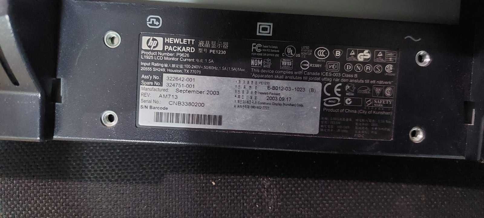 Monitor LCD HP L1925 19'