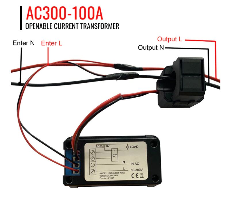 KWS-AC300 100A watomierz licznik energii AC 50-300V