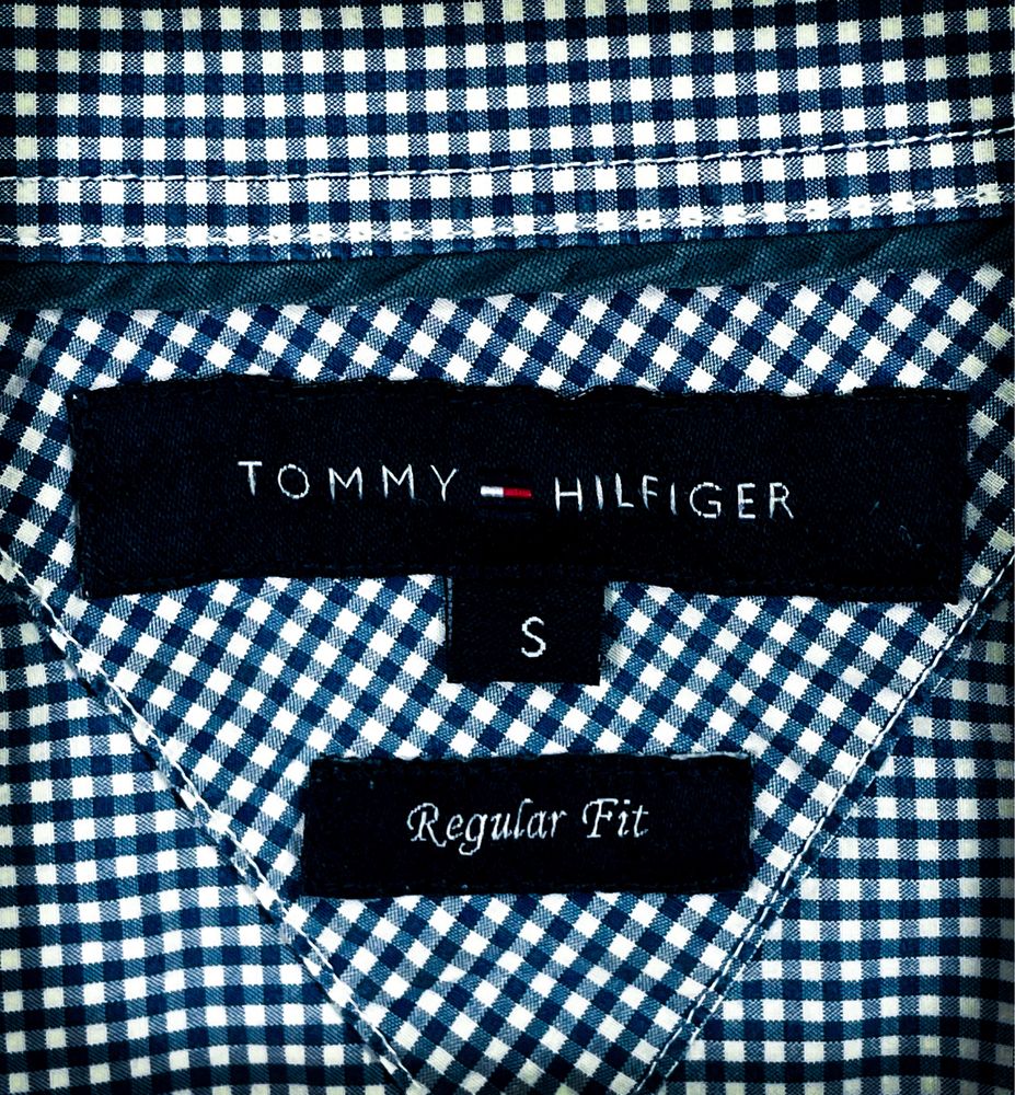 Nowa «Tommy Hilfiger» Koszula Granatowa w Białe Kratę z Bawełny / S