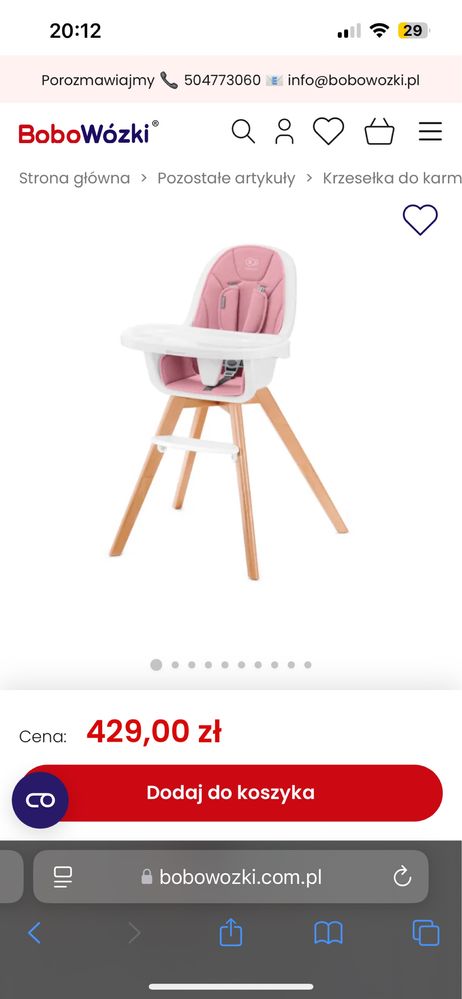 Krzesełko do karmienia kinderkraft tixi 2w1