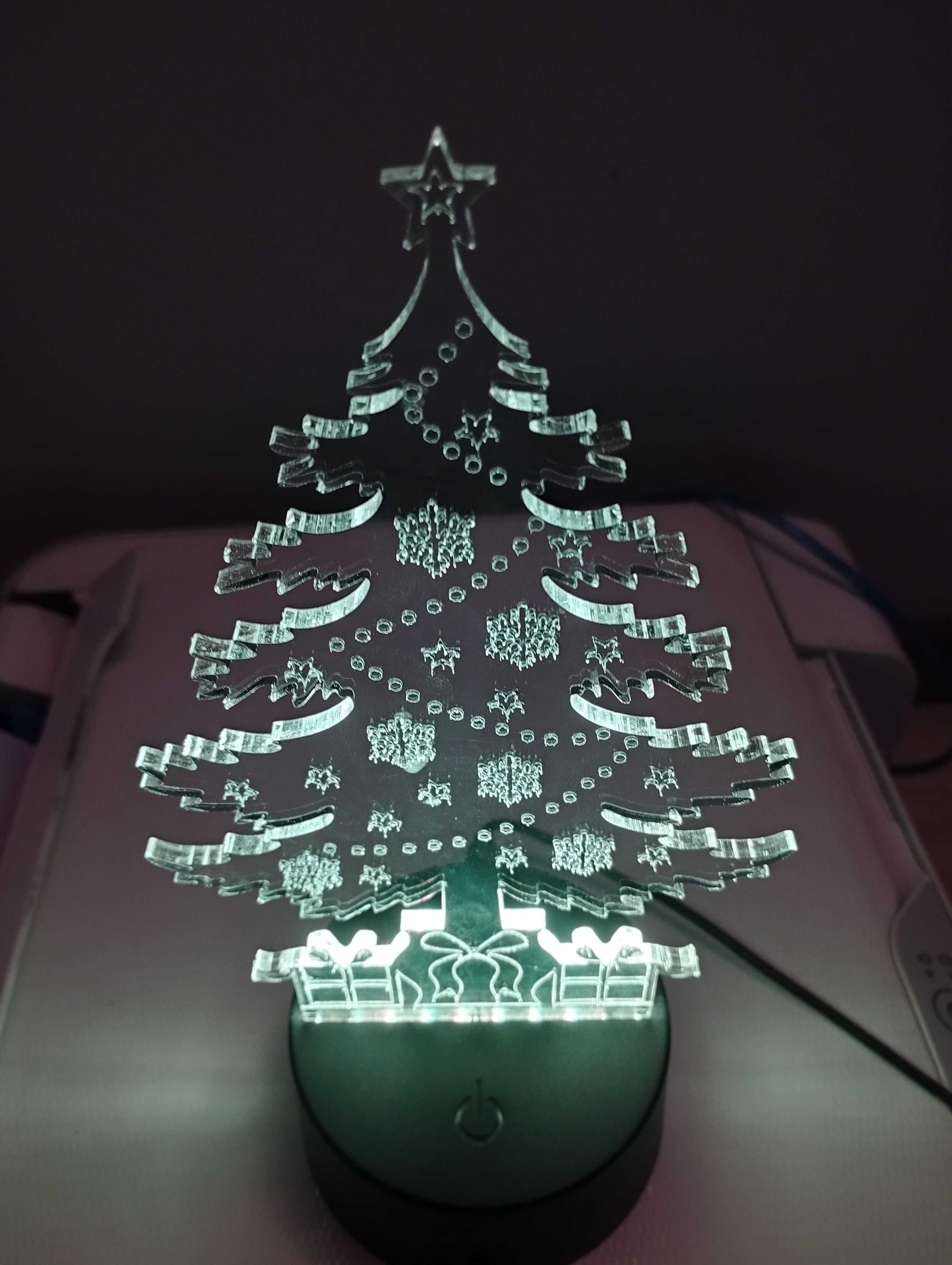 Lampka led 3d choinka pilot prezent