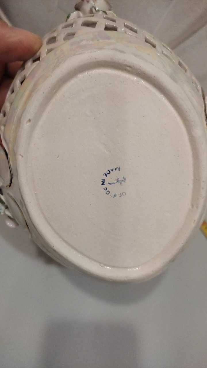 Koszyk porcelanowy ażurowy ręcznie malowany sze. 20 GL 15 wys 8