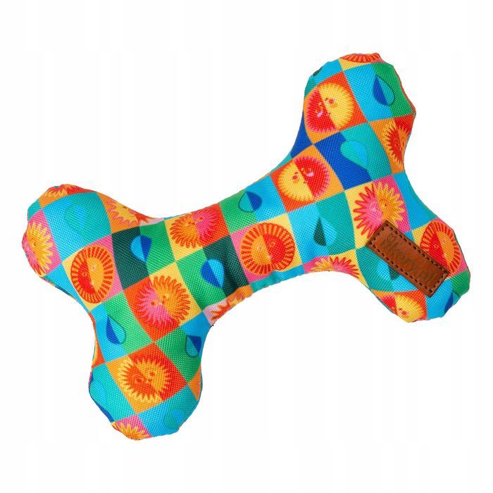 kostka z materiału dla małego psa szczeniaka 12x20 cm żółta we wzorki