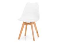 Krzesło SK03 biały pad/plastik z drewnianymi nogami