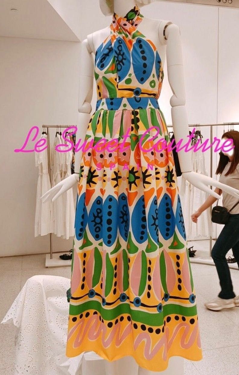 Kolorowa spódnica Zara rozmiar XL bawełniana popelina midi maxi
