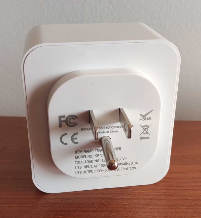 Adaptador de tomada para viagem Europa para EUA, 3 USB, 1 USB-C