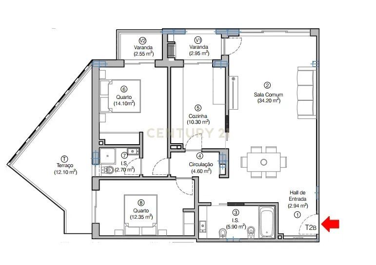 Apartamento T2  com Churrasqueira, Terraço e 2 de Parqueamentos