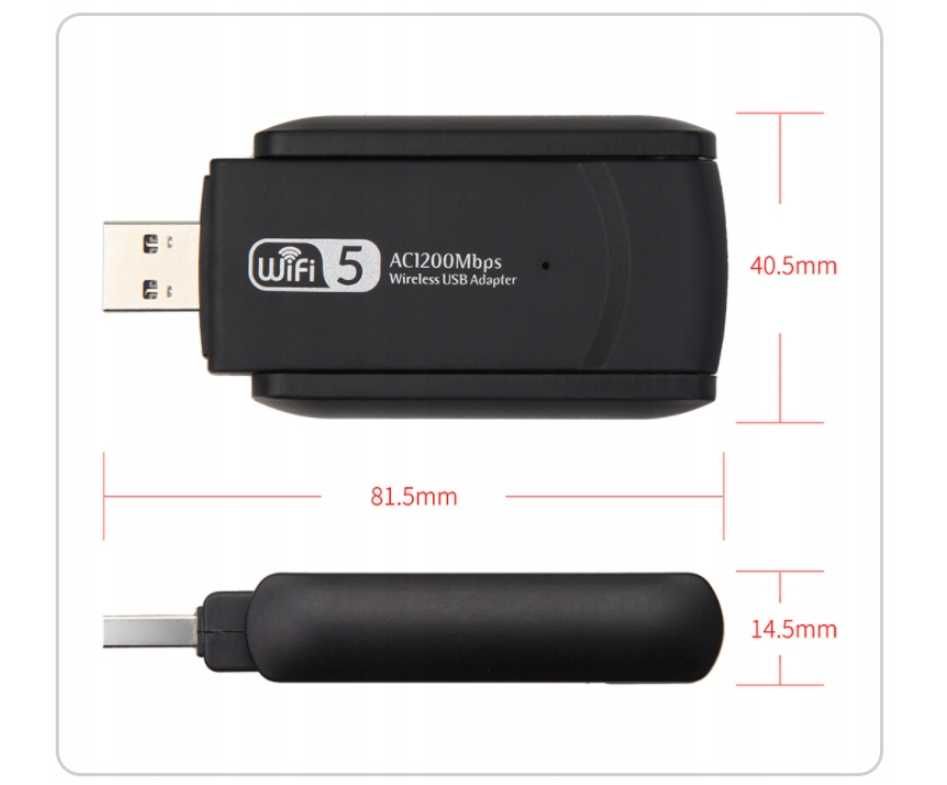 NOWA KARTA SIECIOWA Wi-Fi Adapter USB 1200Mbps Dual *Wyprzedaż*