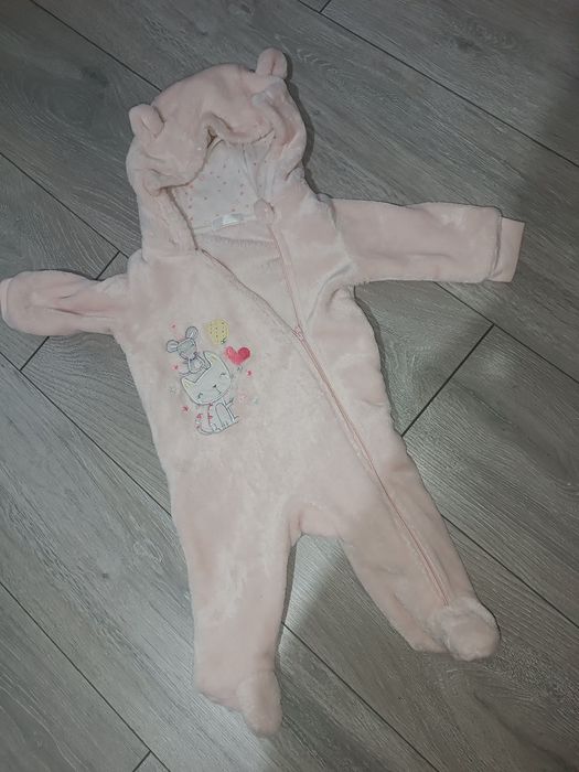 Kombinezon różowy dziewczynka 68cm pluszowy