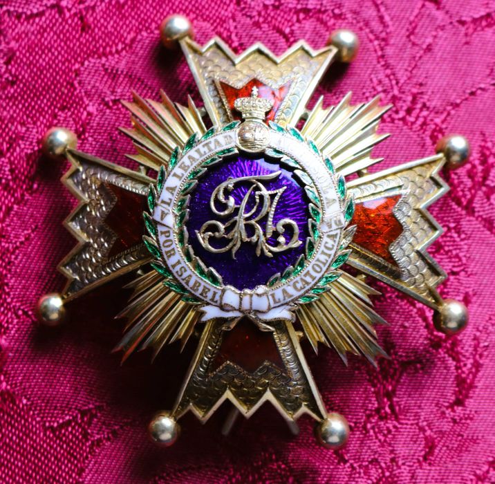 Placa Ordem de Isabel a Católica (Espanha) Fernando 7º Prata Esmaltes