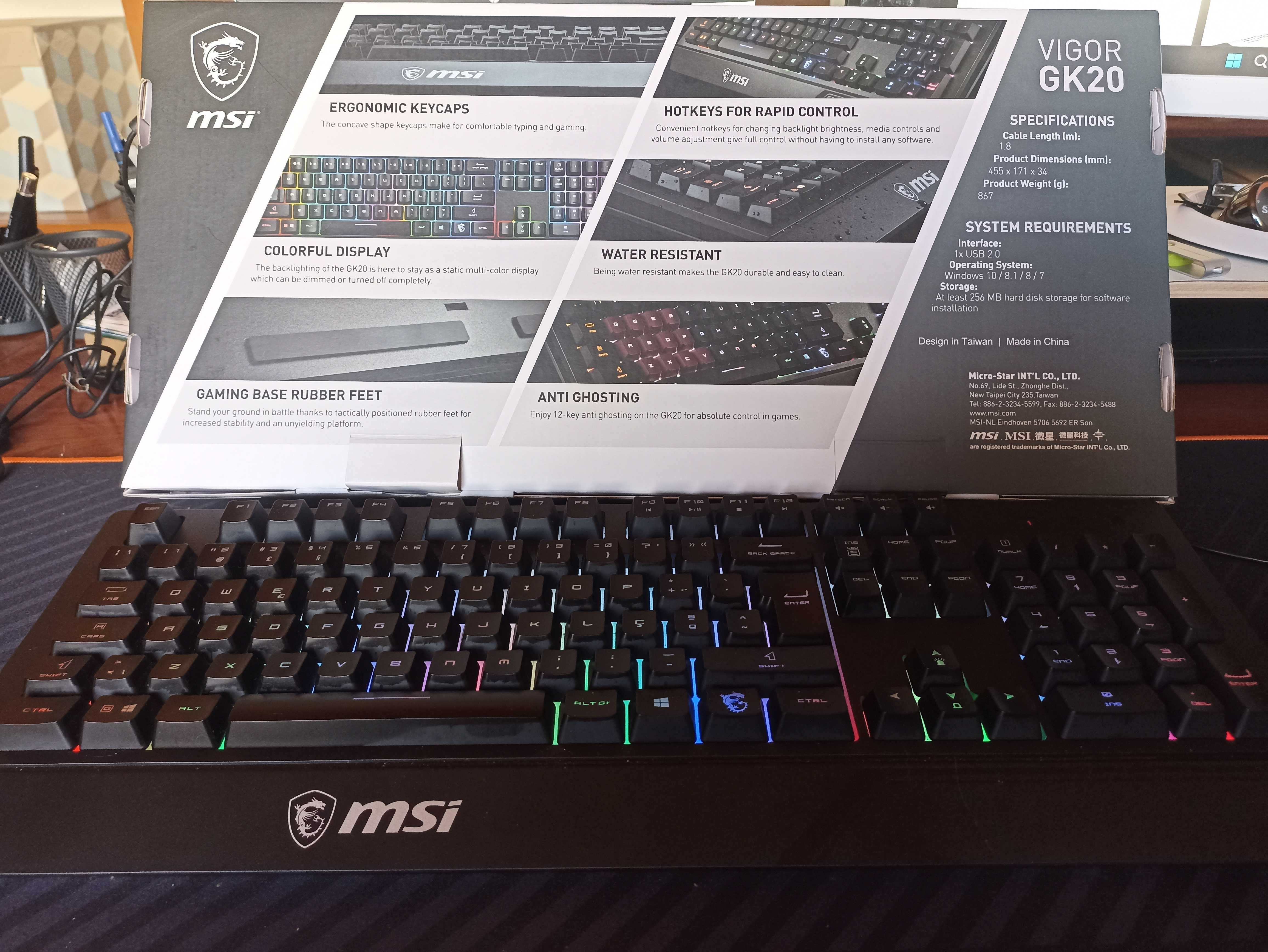 Teclado MSI Vigor GK20 Gaming RGB PT | IMPECÁVEL - igual a novo