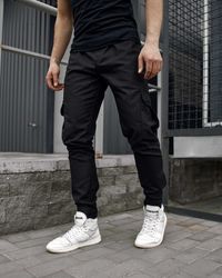 Штаны карго брюки мужские осенние весенние черные котон