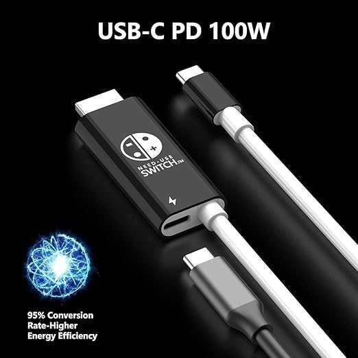 Kabel USB C do HDMI do Nintendo Switch/OLED, kabel 3 w 1 z PD 100 W