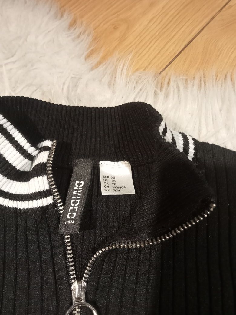 Sweterek bluzka prążkowana z zamkiem H&M XS
