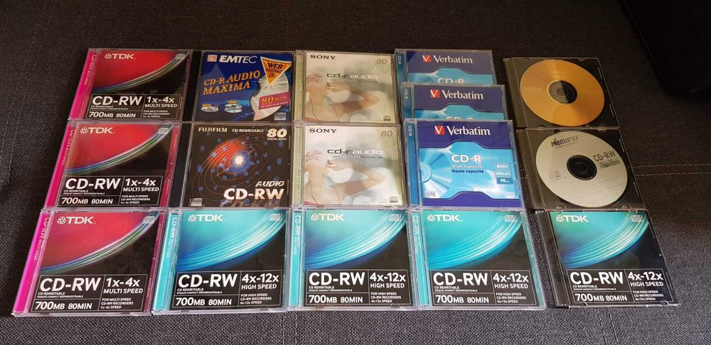 Zestaw czystych płyt CD-R oraz CD-RW x15  TDK/Sony/Verbatim