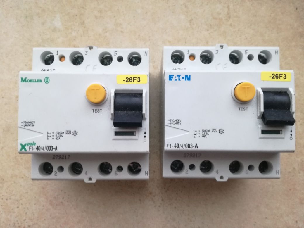ABB, Hager, Eaton, Merlin - wyl. różnicowoprądowe 40A, 0,03/0,3