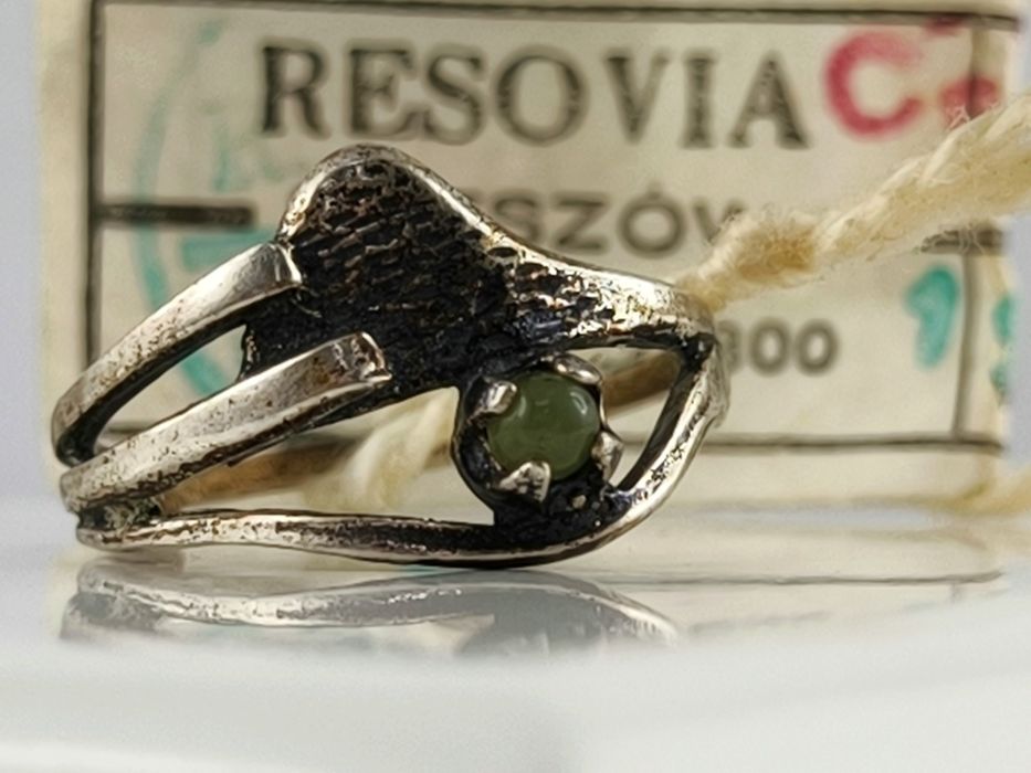 Warmet - RESOVIA Srebrny PIERŚCIONEK z Zielonym Kamieniem P800 z Metką