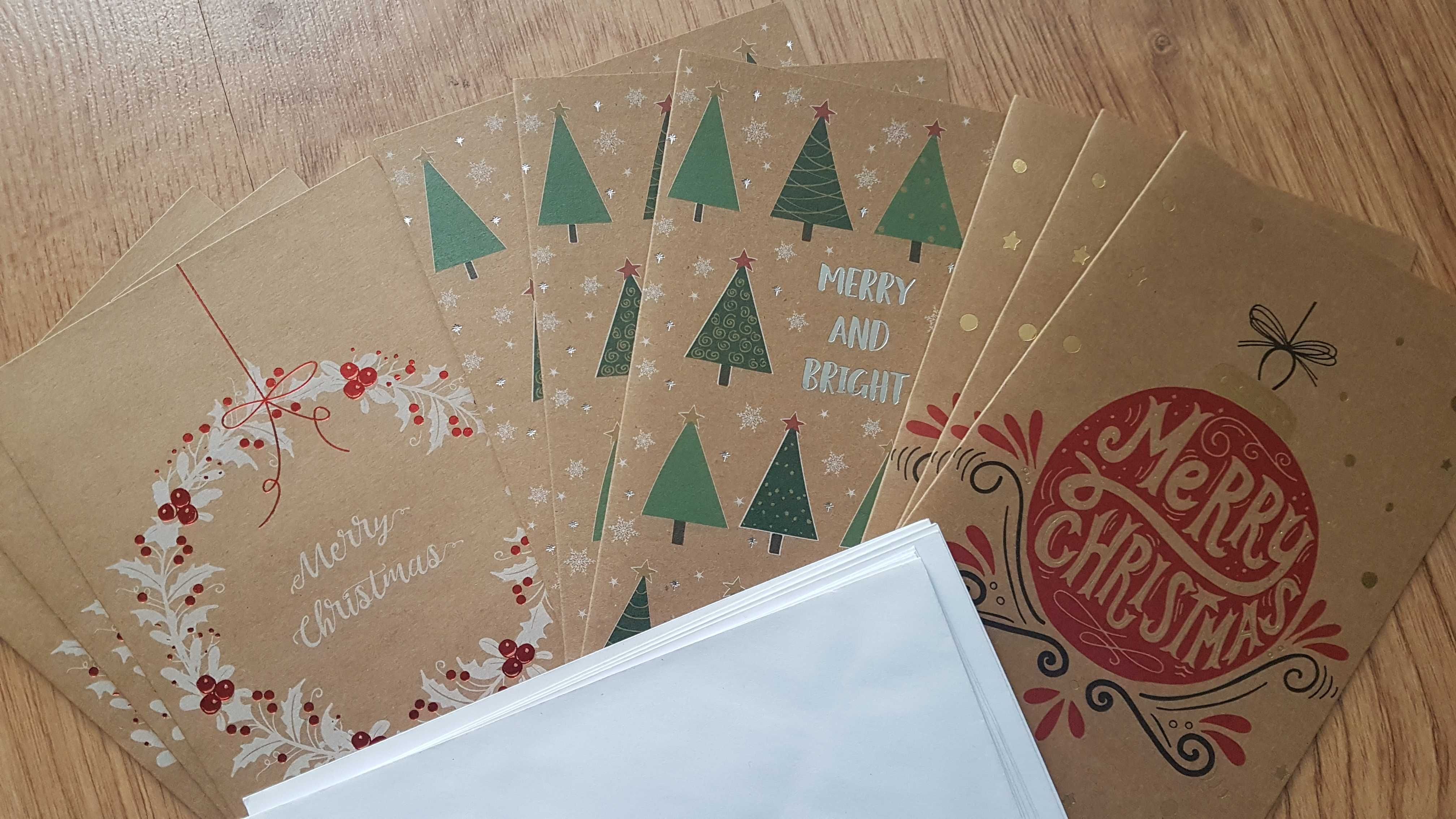 NOWE angielskie kartki świąteczne z kopertami komplet