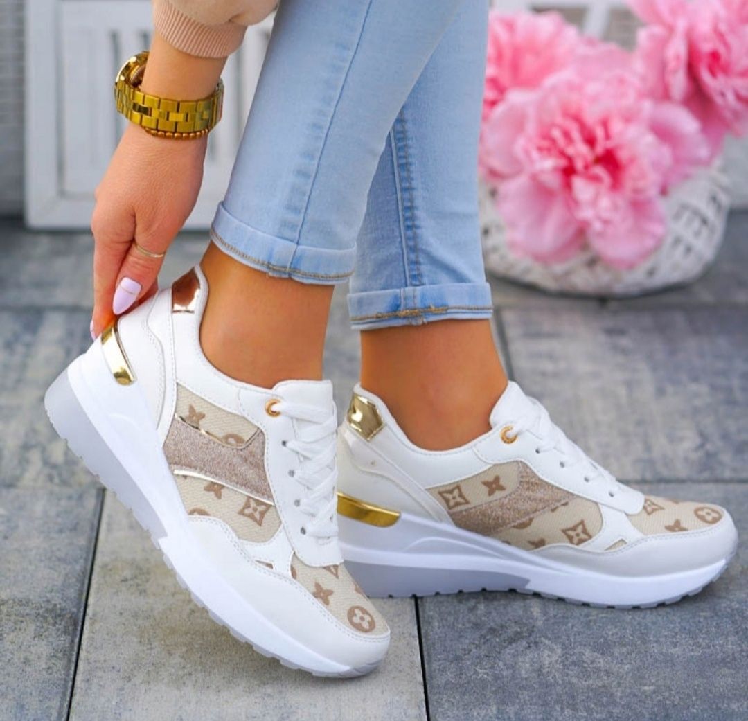 36 37 38 adidasy 39 40 41 na niskiej koturnie z printem LV Louis vuitt