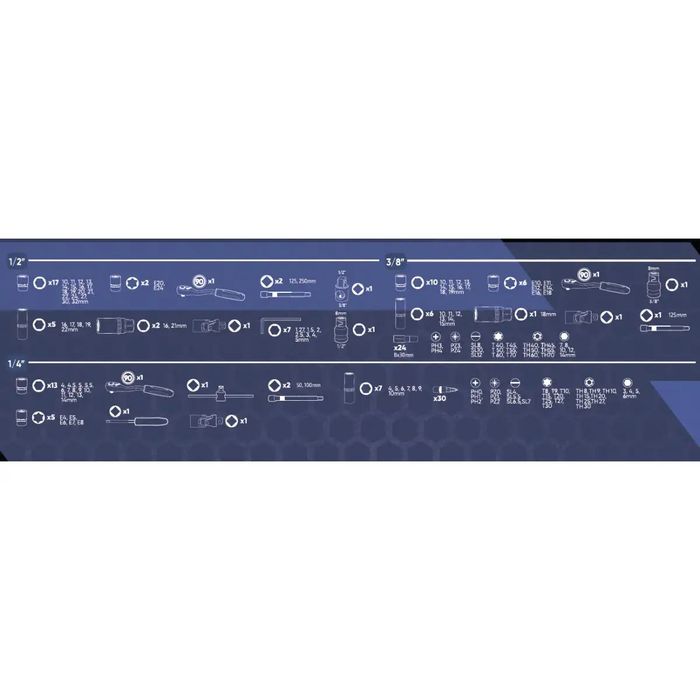 Набір інструментів професійний 1/4" і 3/8" і 1/2" 151 од.Haisser BLACK