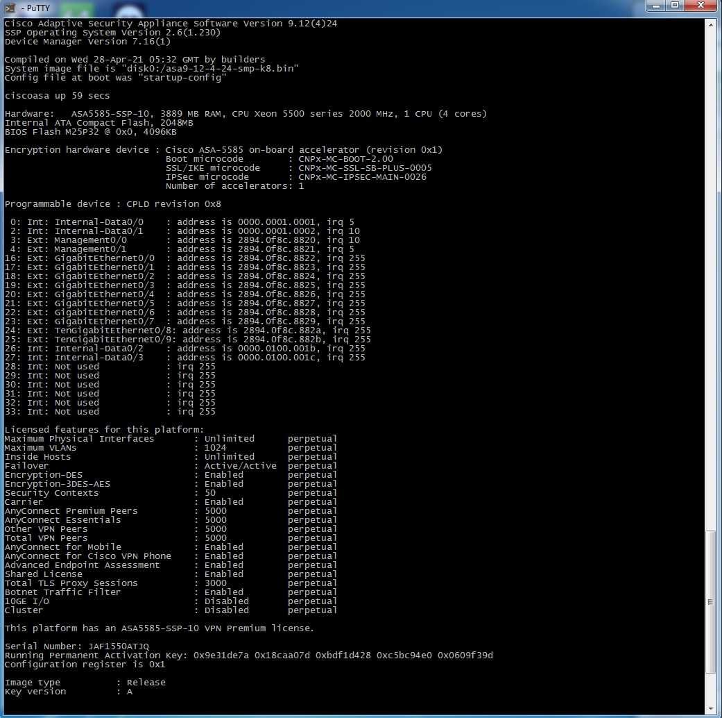 Межсетевой экран Cisco ASA5585-SSP10 нал/безнал