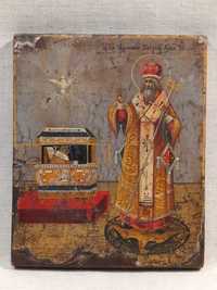 Старинная икона СВЯТИТЕЛЬ АФАНАСИЙ Харьковский чудотворец 19 век Афон