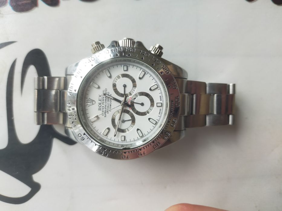 Механические часы в стиле Rolex Daytona, серебристые