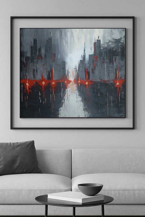 Obraz ręcznie malowany akryl miasto