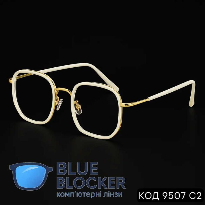 Жіночі комп’ютерні окуляри-нульовка білі Код 9507 C2