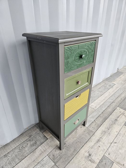 Antracytowy słupek cztery szufladki w oliwce