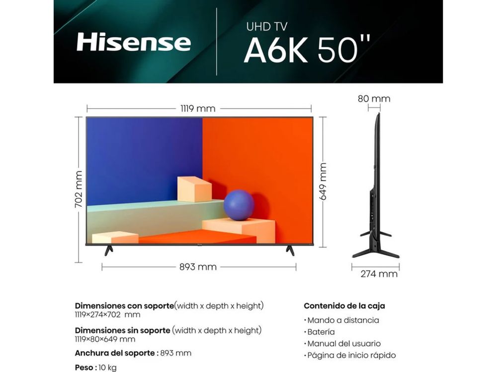 Hisense TV 50" 50A6K UHD 4K Smart TV COM GARANTIA