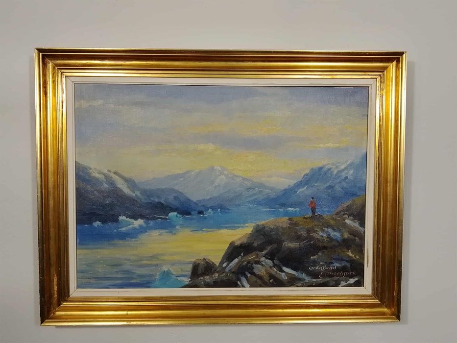 Stary obraz na płótnie EINAR THORBJORN (1911 - 1985) ,,GRENLANDIA,, .