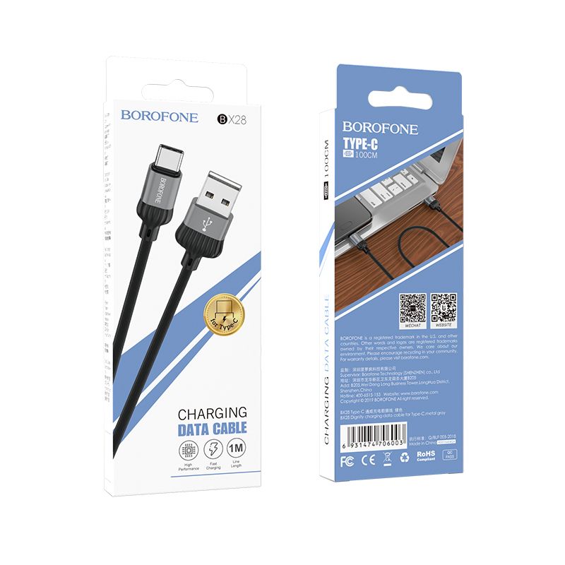 Borofone Kabel Bx28 Dignity - Usb Na Typ C - 2,4A 1 Metr Szary