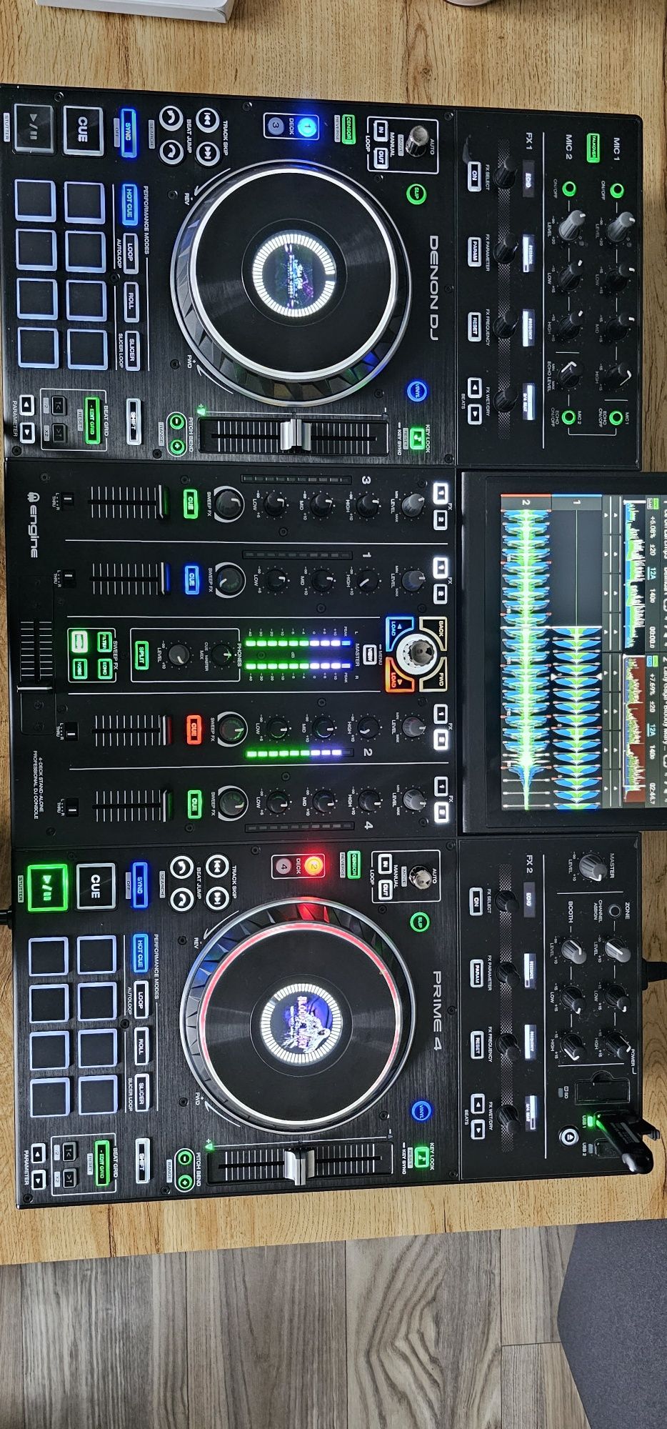 Denon prime 4 gwaracja +case +Deck +sound switch