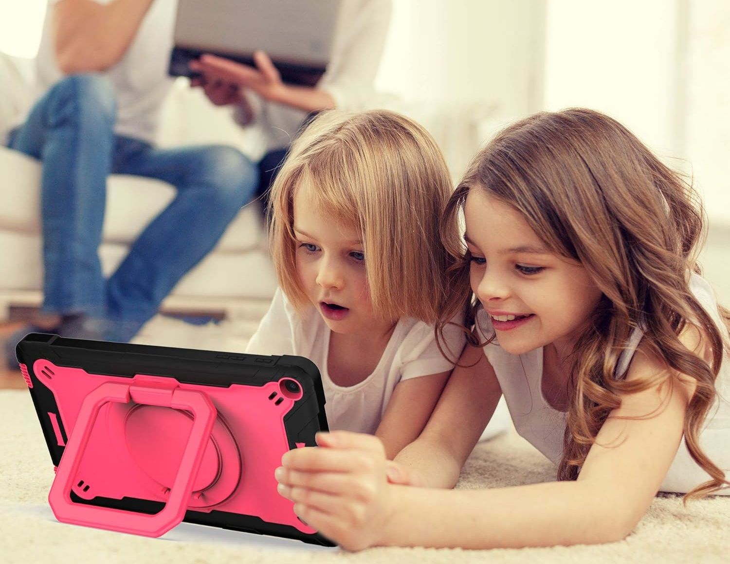 Etui do iPad 8/7 10.2" z Podstawką i Paskiem na Ramię Różowe