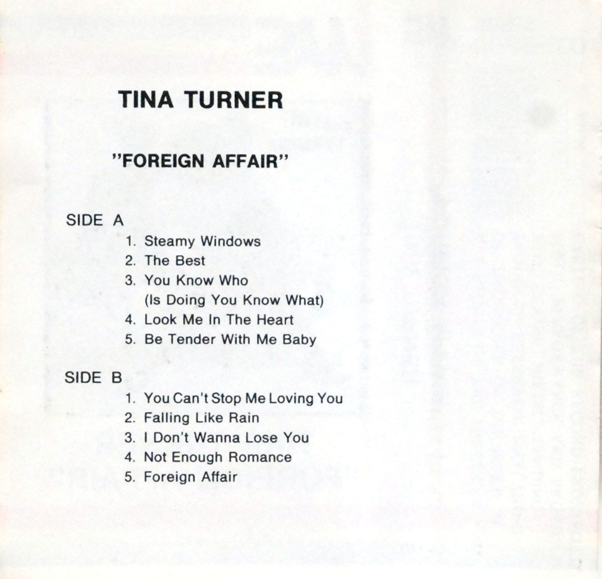 Tina Turner - Foreign Affair (kaseta) BDB