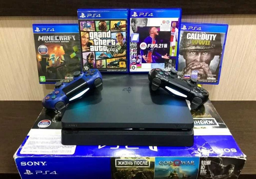 Стан Новий Sony PS4 Slim 1000 GB + 4 Гри на Диску