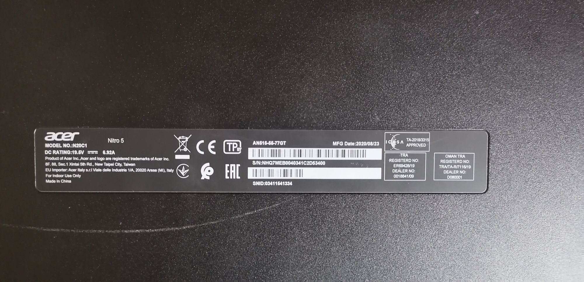 Acer Nitro 5 para peças