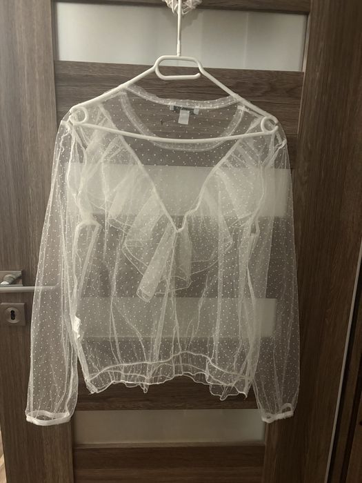 Prześwitująca biała bluzka Primark M/38
