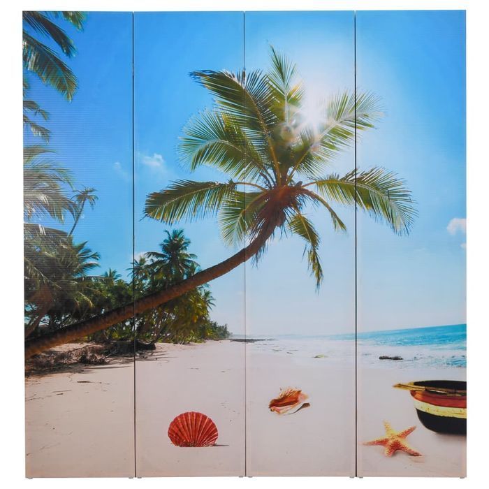 Vidaxl Składany Parawan, 160X170 Cm, Motyw Plaży