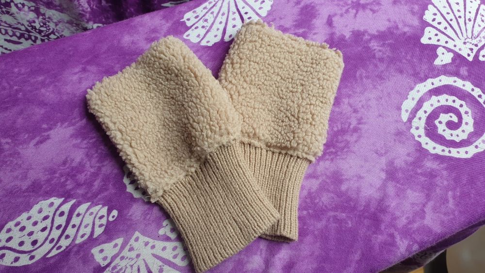 Cieplutkie mitenki damskie Owieczka brąz one size