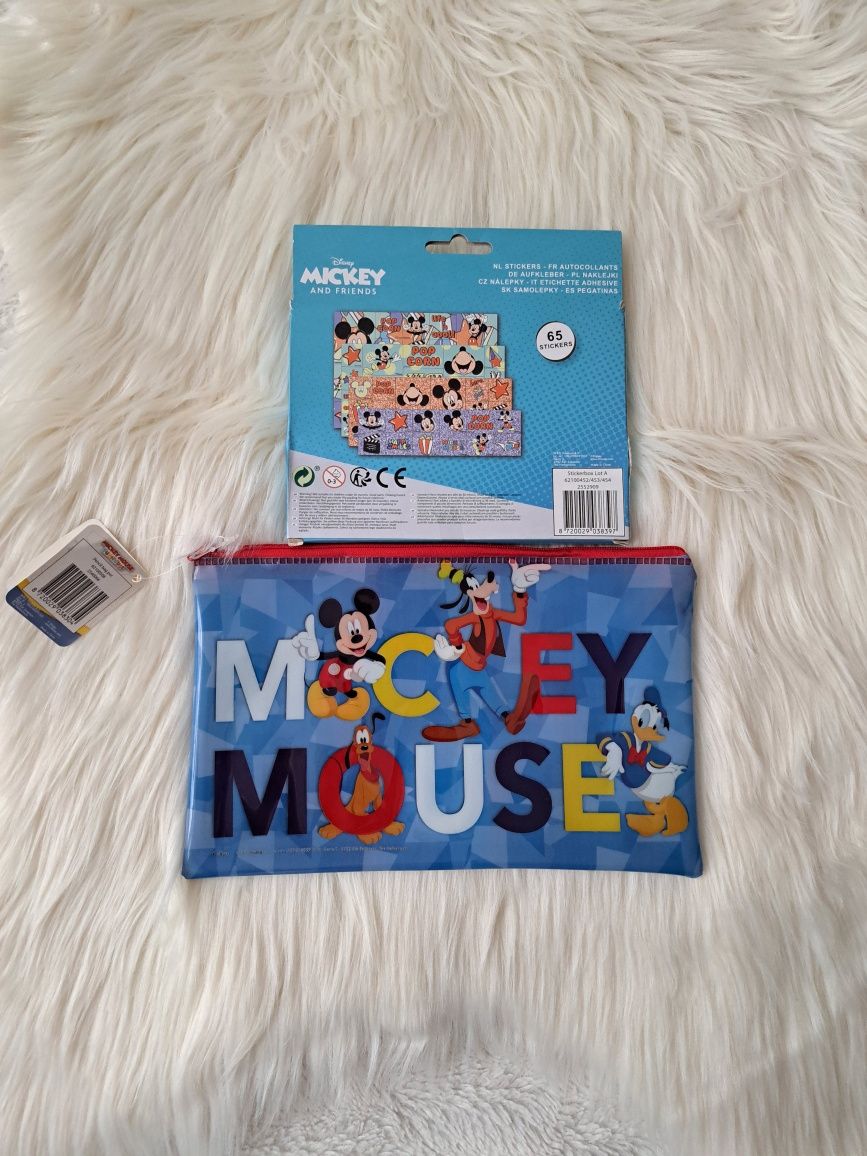 Zestaw myszka mickey naklejki i piórnik saszetka