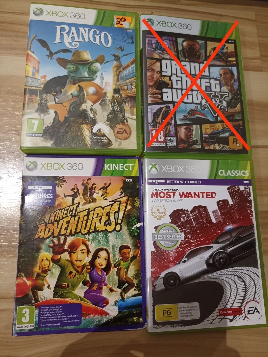 Zestaw 3 gier Xbox 360 –NFS, Rango, Kinect adevtures– stan idealny!