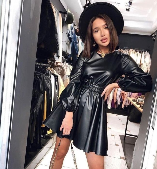 Плаття шкіряне чорне