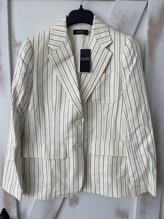 Ralph Lauren striped Cotton-Blend Blazer Пиджак лен с котоном р 10 США