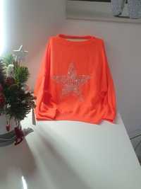 Sweterek bluza sweter pomarańcz z aplikacją włoski uniwersalny